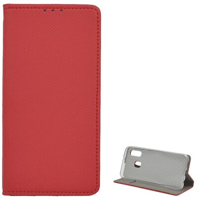 Telefontok álló, bőr hatású (flip, oldalra nyíló, asztali tartó funkció, rombuszminta) Piros [Samsung Galaxy A20e (SM-202F)]