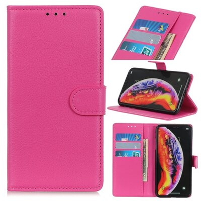 Telefontok álló, bőr hatású (flip, oldalra nyíló, asztali tartó funkció) Rózsaszín [Samsung Galaxy M20 (SM-M205F)]