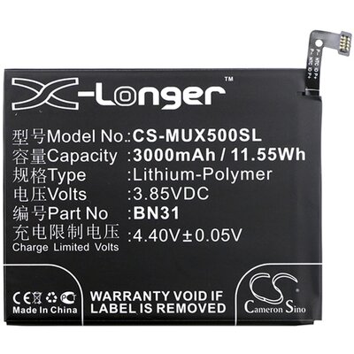 CAMERON SINO CS-MUX500SL utángyártott akkumulátor 3000 mAh LI-Polymer (BN31 kompatibilis) [Xiaomi Redmi Note 5A, Xiaomi Redmi S2 (Redmi Y2)]