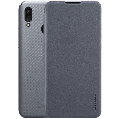 Nillkin Sparkle műanyag telefontok (mikroszálas bőr flip, oldalra nyíló) Fekete [Huawei Y7 2019 (Y7 Prime 2019)]