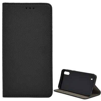 Telefontok álló, bőr hatású (flip, oldalra nyíló, asztali tartó funkció, rombuszminta) Fekete [Samsung Galaxy M10 (SM-M105F)]