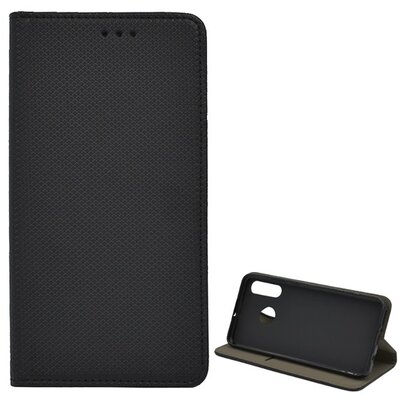 Telefontok álló, bőr hatású (flip, oldalra nyíló, asztali tartó funkció, rombuszminta) Fekete [Huawei P30 Lite (Nova 4e)]