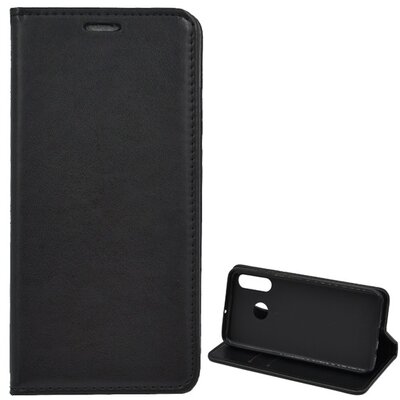 Telefontok álló, bőr hatású (flip, oldalra nyíló, asztali tartó funkció) Fekete [Huawei P30 Lite (Nova 4e)]