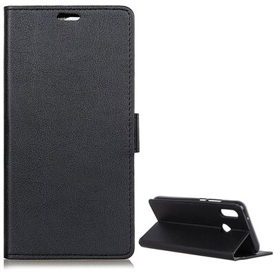 Telefontok álló, bőr hatású (flip, oldalra nyíló, asztali tartó funkció, prémium) Fekete [Asus Zenfone Max Pro (ZB602KL)]
