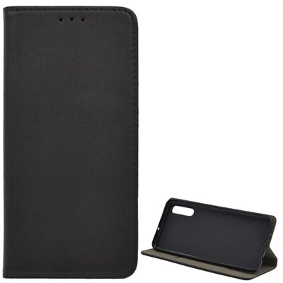 Telefontok álló, bőr hatású (flip, oldalra nyíló, asztali tartó funkció) Fekete [Samsung Galaxy A70 (SM-A705F)]