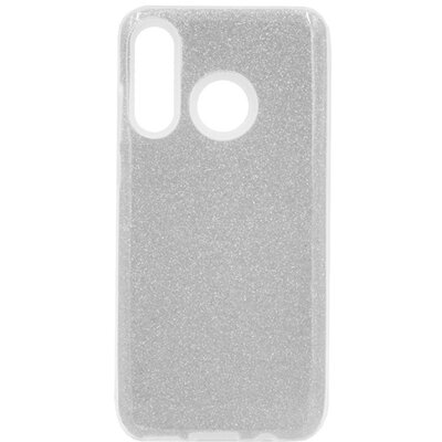 Hátlapvédő telefontok gumi / szilikon (műanyag belső, csillogó hátlap) Ezüst [Huawei P30 Lite (Nova 4e)]