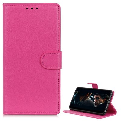 Telefontok álló, bőr hatású (flip, oldalra nyíló, asztali tartó funkció) Rózsaszín [Samsung Galaxy A70 (SM-A705F)]