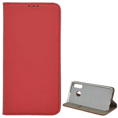 Telefontok álló, bőr hatású (flip, oldalra nyíló, asztali tartó funkció, rombuszminta) Piros [Huawei P30 Lite (Nova 4e)]