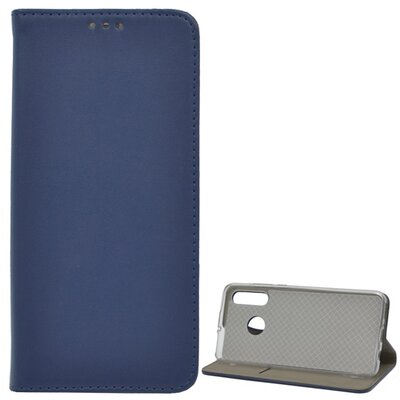 Telefontok álló, bőr hatású (flip, oldalra nyíló, asztali tartó funkció) SötétKék [Huawei P30 Lite (Nova 4e)]