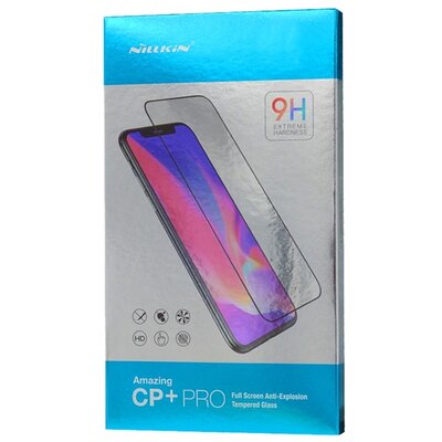 NILLKIN CP+PRO Kijelzővédő üvegfólia (3D, full glue, íves, teljes felületén tapad, 0.33mm, 9H), Fekete [Huawei Y6 2019 (Y6 Prime 2019)]