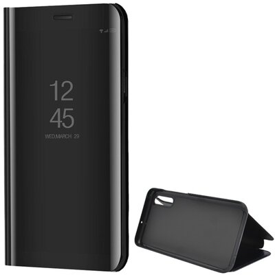 Telefontok álló (flip, oldalra nyíló, asztali tartó funkció, tükrös felület, Mirror View Case) Fekete [Samsung Galaxy A70 (SM-A705F)]