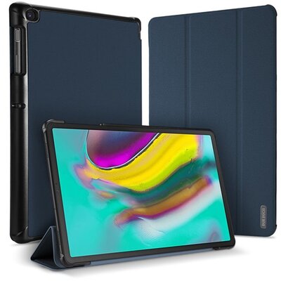 DUX DUCIS DOMO Tablet védőtok álló, bőr (aktív flip, oldalra nyíló, TRIFOLD asztali tartó funkció, textilminta), Kék [Samsung Galaxy Tab S5e 10.5 WIFI (SM-T720), Samsung Galaxy Tab S5e 10.5 LTE (SM-T725)]