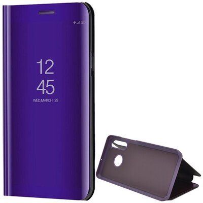 Telefontok álló (aktív flip, oldalra nyíló, asztali tartó funkció, tükrös felület, Mirror View Cover) Lila [Huawei P30 Lite (Nova 4e)]