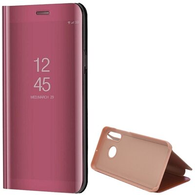 Telefontok álló (aktív flip, oldalra nyíló, asztali tartó funkció, tükrös felület, Mirror View Cover) RoseGold [Huawei P30 Lite (Nova 4e)]
