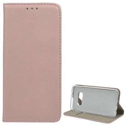 Telefontok álló, bőr hatású (flip, oldalra nyíló, asztali tartó funkció) RoseGold [Samsung Galaxy S10e (SM-G970)]