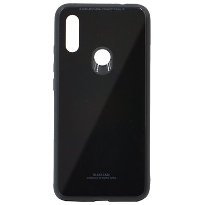 Műanyag Hátlapvédő telefontok (közepesen ütésálló, üveg hátlap) Fekete [Xiaomi Redmi 7 (Redmi Y3)]