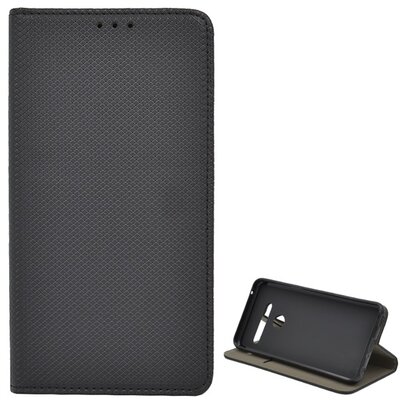Telefontok álló, bőr hatású (flip, oldalra nyíló, asztali tartó funkció, rombuszminta) Fekete [LG G8 ThinQ (G820Q)]