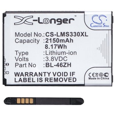 CAMERON SINO CS-LMS330XL utángyártott akkumulátor 2150 mAh LI-ION (BL-46ZH kompatibilis) [LG K7 (X210), LG K8 (K350n)]