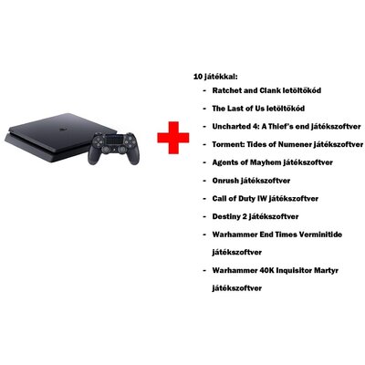 PlayStation 4 Slim 1TB Konzol 10 extra játékkal (PS4)