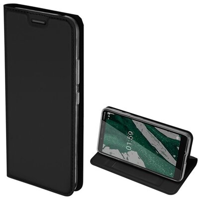 DUX DUCIS SKIN PRO telefontok álló, bőr hatású (flip, oldalra nyíló, bankkártya tartó, asztali tartó funkció) Fekete [Nokia 1+ Plus]