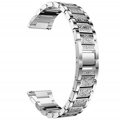 Pótszíj (fém, strasszkő, 22 mm) EZÜST - Huawei Watch GT / Honor Watch Magic / Samsung Gear S2 SM-R720