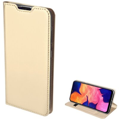 DUX DUCIS SKIN PRO telefontok álló, bőr hatású (flip, oldalra nyíló, bankkártya tartó, asztali tartó funkció) Arany [Samsung Galaxy A10 (SM-A105F)]