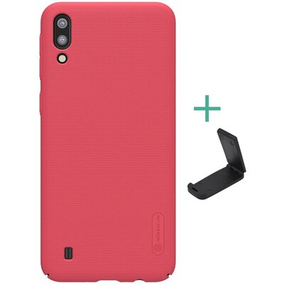 Nillkin Super Frosted műanyag hátlapvédő telefontok (gumírozott, érdes felület + asztali tartó) Piros [Samsung Galaxy M10 (SM-M105F)]