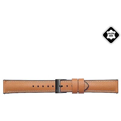 BRALOBA TRAVELLER okosóra pótszíj (valódi bőr, levarrt szél) BARNA - Samsung Galaxy Watch 46mm SM-R800 / R805, Gear S3 SM-R760