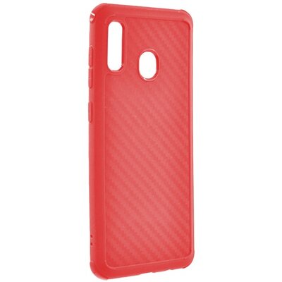 ROAR ARMOR CARBON hátlapvédő telefontok gumi / szilikon (közepesen ütésálló, légpárnás sarok, karbonminta) Piros [Samsung Galaxy A30 (SM-A305F)]