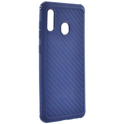 ROAR ARMOR CARBON hátlapvédő telefontok gumi / szilikon (közepesen ütésálló, légpárnás sarok, karbonminta) Kék [Samsung Galaxy A30 (SM-A305F)]