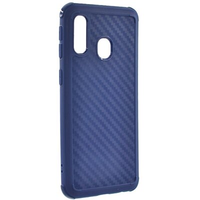 Roar Armor Carbon hátlapvédő telefontok gumi / szilikon (közepesen ütésálló, légpárnás sarok, karbonminta) Kék [Samsung Galaxy A40 (SM-A405F)]