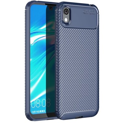 Szilikon hátlapvédő telefontok (közepesen ütésálló, légpárnás sarok, karbon minta) Kék [Honor 8S, Huawei Y5 (2019)]