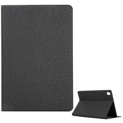Tablet védőtok álló, bőr (FLIP, oldalra nyíló, asztali tartó funkció, textil hatás), Fekete [Huawei MediaPad M6 10.8 LTE, Huawei MediaPad M6 10.8 WIFI]