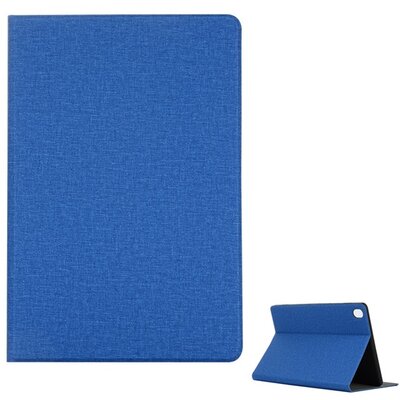 Tablet védőtok álló, bőr (FLIP, oldalra nyíló, asztali tartó funkció, textil hatás), Kék [Huawei MediaPad M6 10.8 LTE, Huawei MediaPad M6 10.8 WIFI]
