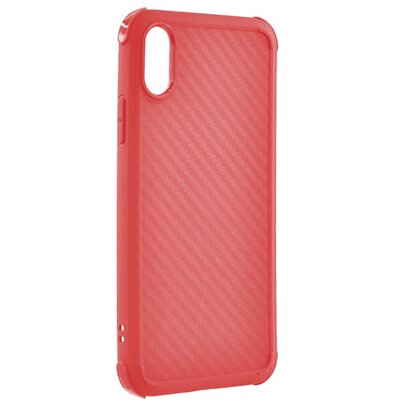 Roar Armor Carbon szilikon hátlapvédő telefontok (közepesen ütésálló, légpárnás sarok, karbonminta) Piros [Apple iPhone XS Max 6.5]