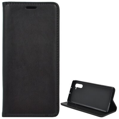 Telefontok álló, bőr hatású (flip, oldalra nyíló, asztali tartó funkció) Fekete [Samsung Galaxy Note 10]