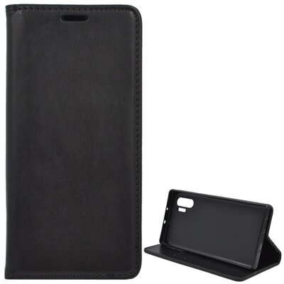 Telefontok álló, bőr hatású (flip, oldalra nyíló, asztali tartó funkció) Fekete [Samsung Galaxy Note 10+ Plus]