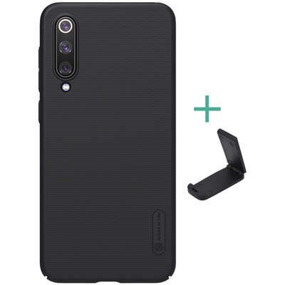 Nillkin Super Frosted műanyag hátlapvédő telefontok (gumírozott, érdes felület + asztali tartó) Fekete [Xiaomi Mi 9 SE]