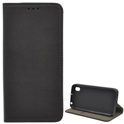 Telefontok álló, bőr hatású (flip, oldalra nyíló, asztali tartó funkció) Fekete [Huawei Y5 (2019), Honor 8S]