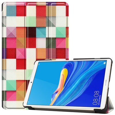 Tablet védőtok álló, bőr (aktív flip, oldalra nyíló, TRIFOLD asztali tartó funkció, kockás) SZÍNES [Huawei MediaPad M6 8.4 LTE, Huawei MediaPad M6 8.4 WIFI]