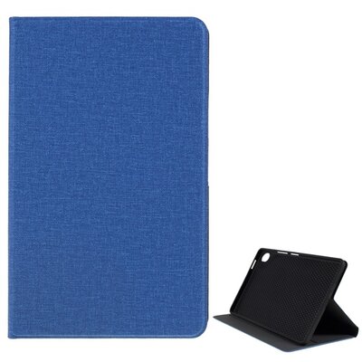Tablet védőtok álló, bőr (FLIP, oldalra nyíló, asztali tartó funkció, textil hatás), Kék [Huawei MediaPad M6 8.4 LTE, Huawei MediaPad M6 8.4 WIFI]