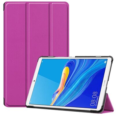 Tablet védőtok álló, bőr (aktív flip, oldalra nyíló, TRIFOLD asztali tartó funkció) LILA [Huawei MediaPad M6 8.4 LTE, Huawei MediaPad M6 8.4 WIFI]