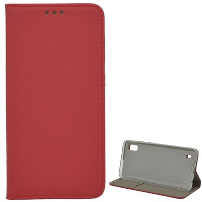 Telefontok álló, bőr hatású (flip, oldalra nyíló, asztali tartó funkció, rombuszminta) Piros [Samsung Galaxy A10 (SM-A105F)]