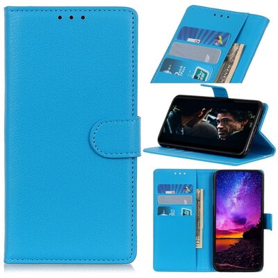Telefontok álló, bőr hatású (flip, oldalra nyíló, asztali tartó funkció) Világoskék [Samsung Galaxy Note 10+ Plus (SM-N975F)]