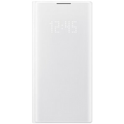 SAMSUNG EF-NN970PWEGWW telefontok álló (aktív flip, oldalra nyíló, bankkártya tartó, LED kijelző, textil minta) Fehér [Samsung Galaxy Note 10 (SM-N970F)]
