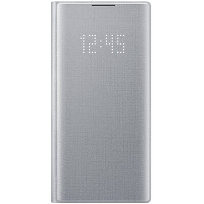 SAMSUNG EF-NN970PSEGWW telefontok álló (aktív flip, oldalra nyíló, bankkártya tartó, LED kijelző, textil minta) Ezüst [Samsung Galaxy Note 10 (SM-N970F)]