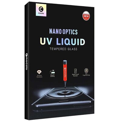 MOCOLO UV LIQUID kijelzővédő üvegfólia (3D full cover, íves, karcálló, 0.3mm, 9H, UV lámpa), Fekete [Samsung Galaxy Note 10+ Plus (SM-N975F)]