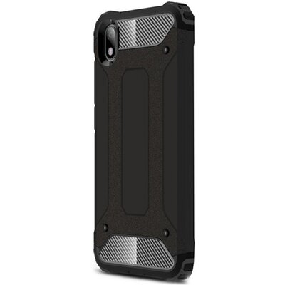 Defender műanyag hátlapvédő telefontok (közepesen ütésálló, légpárnás sarok, szilikon belső, fémhatás) Fekete [Xiaomi Redmi 7A]
