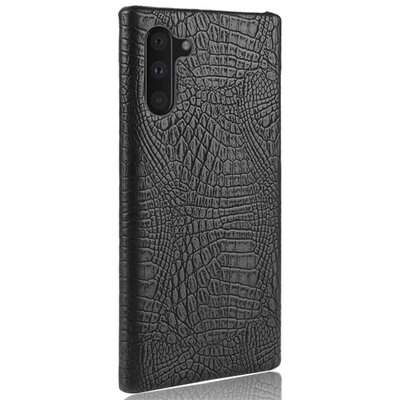Műanyag hátlapvédő telefontok (bőrhatás, krokodilbőr minta) Fekete [Samsung Galaxy Note 10 (SM-N970F)]