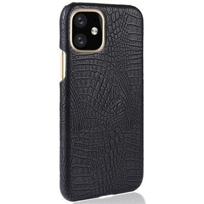 Műanyag hátlapvédő telefontok (bőr hatású, krokodilbőr minta) Fekete [Apple iPhone 11 Pro Max]